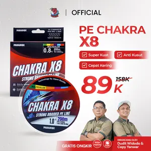 Paradise Chakra X8 150M-300M Multi Color Senar Pancing Kuat Anti Kusut Super Halus & Cepat Kering Teknologi Jepang 8X Lebih Kuat Quick-Dry Technology | SPC