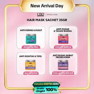 [NAD RAMADAN] CBD Professional Keratin Pro/Color Shield/Collagen Repair/Bio+ Peptide Complex Daily Use Hair Mask Sachet 35gr 1/3/6/12 Pcs - Haircare Treatment Masker Creambath setelah Shampoo untuk Perawatan Intensif Melembutkan Rambut  Kering Kusam