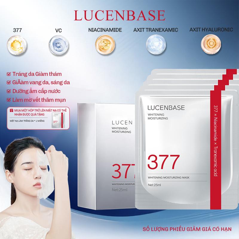 Mặt Nạ Chăm Sóc Da Làm Sáng Da LUCENBASE 377, Nuôi Dưỡng Và Dưỡng Ẩm, 25ml Mỗi Miếng, 1 Hộp 10 Miếng