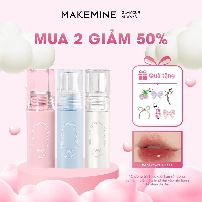 [MUA 2 GIẢM 50%] Son kem son hoa MAKEMINE Make You Mine Juicy Dewgloss trong suốt căng mọng ẩm mịn tự nhiên Make Mine son bóng MAKE14