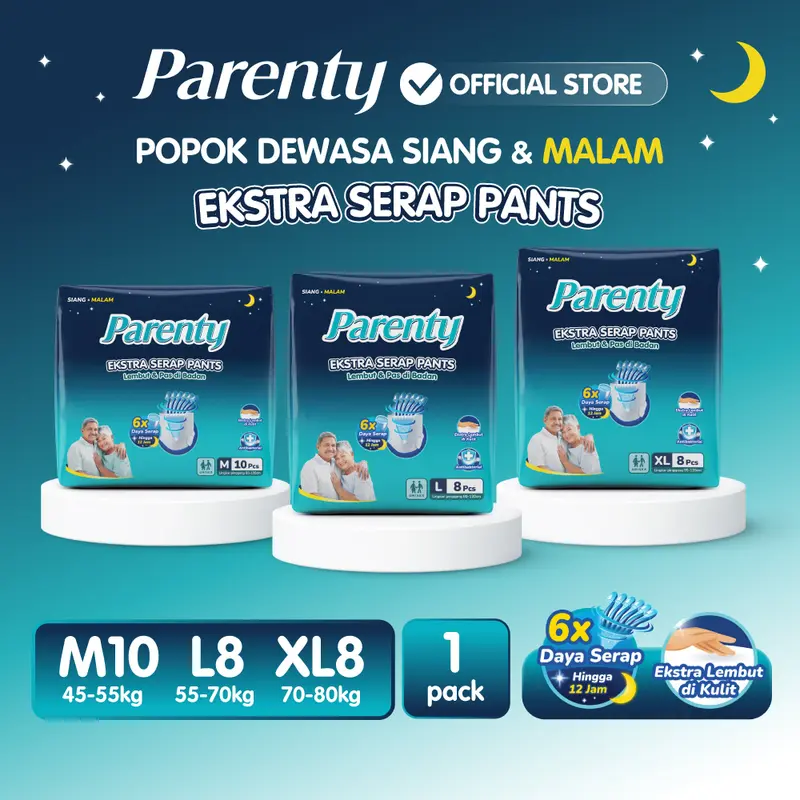 [ 1 PACK] Parenty Adult Pants Heavy Flow REGULAR Pack Unisex M10 / L8 / XL8