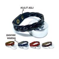 Gambar Gelang anyam kulit asli - leather bracelet dari Philo Goods Kab. Garut 1 Tokopedia