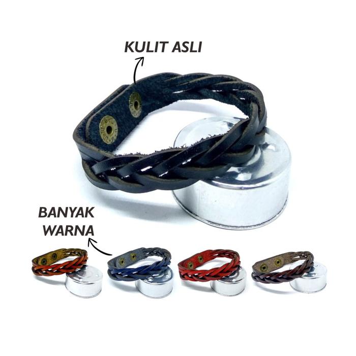Gambar Gelang anyam kulit asli - leather bracelet dari Philo Goods Kab. Garut Tokopedia
