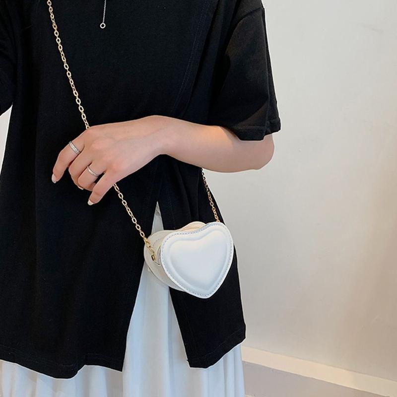 Túi Đưa Thư Mini Đơn Giản Cổ Điển Cho Nữ, Túi Phù Hợp Với Quần Áo Mùa Hè, Túi Trang Điểm Son Môi, Túi Xách Da PU Cho Trẻ Em, Túi Đeo Chéo Hình Trái Tim Cho Nữ