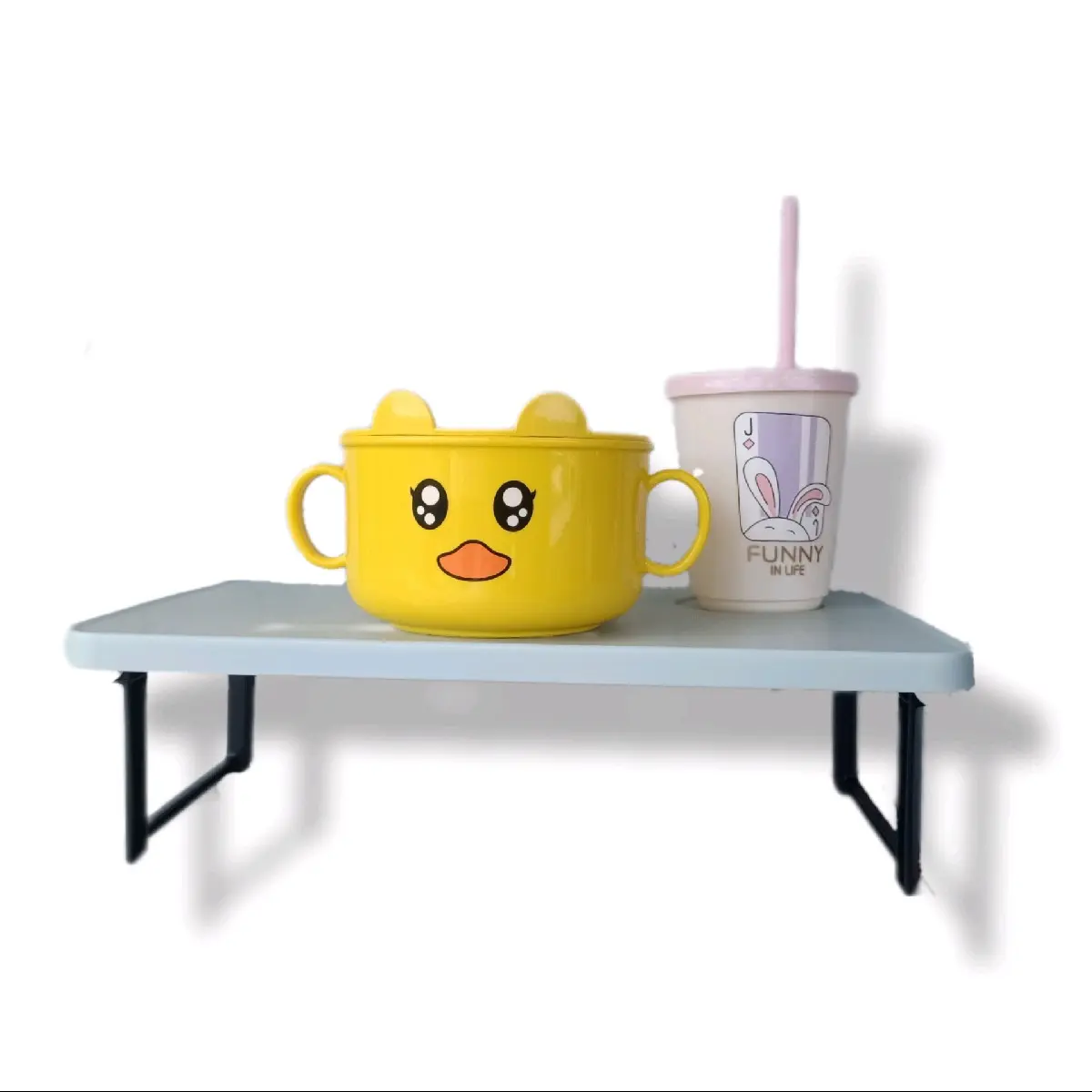 Mini foldable table for Bed or Couch,car,Breakfast Tray Folding Legs with Handles Kids Bed Tray Table for Sofa Eating,Drawing,Lap Desk Snack Tray,Table for Kids,Watch Movies in Bed,Fordable Legs Desk. Foldable