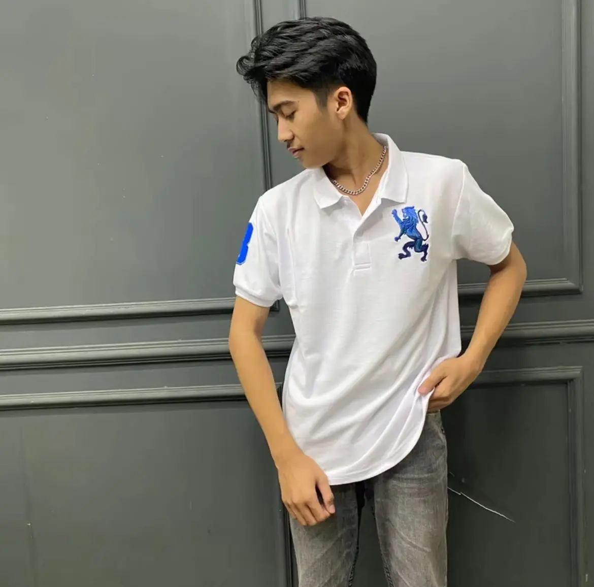 Poloshirt GRDANO 3D Lion Mens Size M-XXXL Baju Kaos Polo Pria Dewasa Premium 3D Kerah Singa - Distro, Panjang Katun Keren Tshirt Cowok