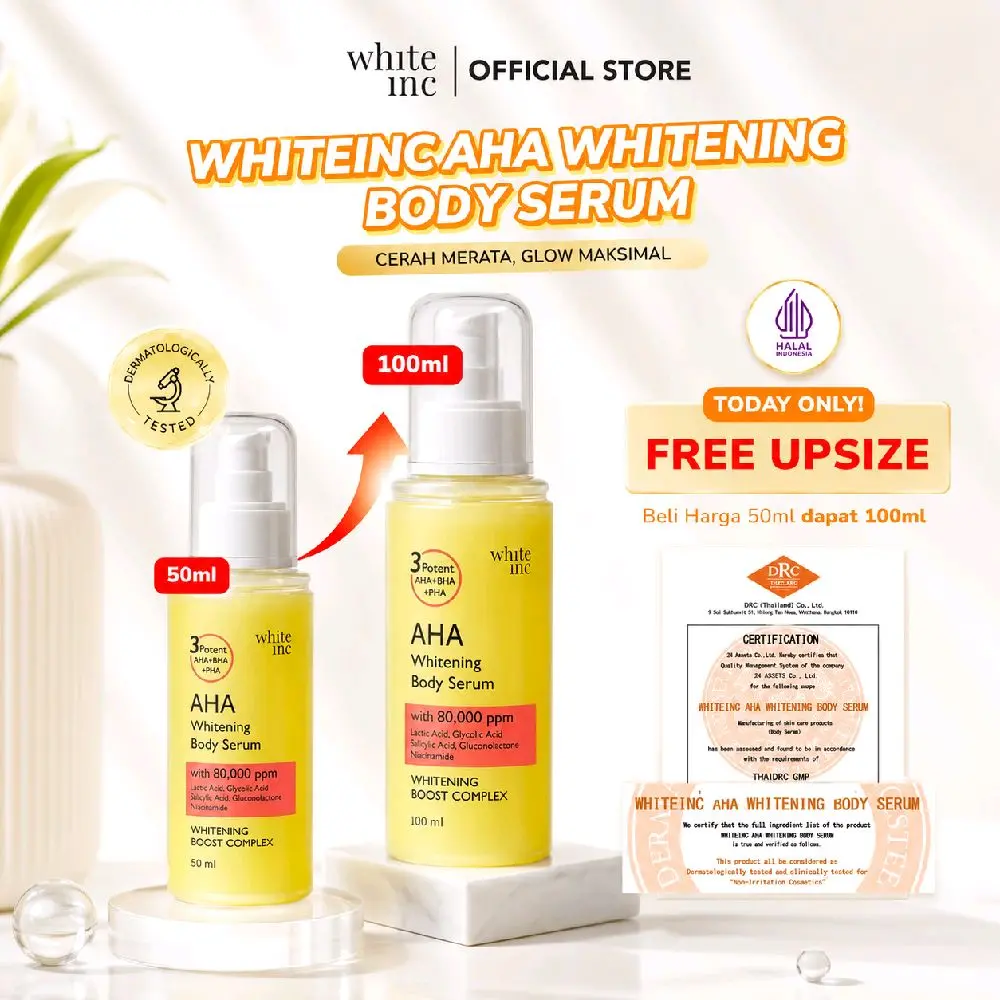 White Inc AHA Whitening Body Serum untuk Perawatan Kulit Tubuh yang Lebih Cerah dan Sehat