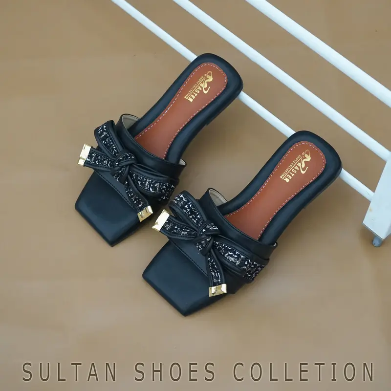 Sultan Shoes Gaya Style Korean Sandal Teplek Wanita Flat Tali Dasi Pita Anyam Premium Kekinian Terbaru | Sendal Slop Slip On Elegan Strip Pita Bahan Kobe Premium | Sndal Santai Casual Terbaru 2025 4