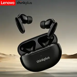 Lenovo ThinkPlus LP90 TWS Headphone Nirkabel Earphone Bluetooth 5.3 Tahan Air dengan Mic untuk Xiaomi iPhone Pro4 Earbud Bass Wireless Putih Headset dengan ENC Noise-Cancelling dan Bateri 20 Jam