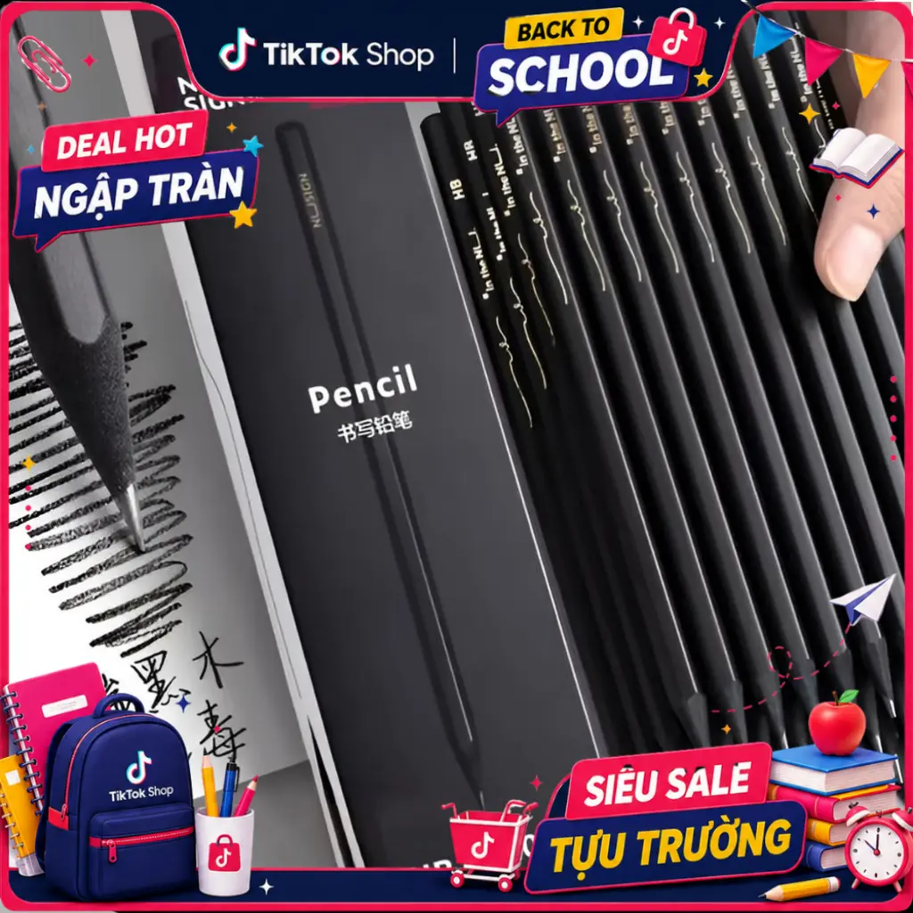 [GIÁ ĐỘC QUYỀN TIKTOK] Bút Chì HB 2B Gỗ Đen SIÊU CỨNG Nusign Cao Cấp Deli - Chì Đậm Tô Trắc Nghiệm Làm Bài Kiểm Tra Nhạy Với Máy Chấm Thi Học Sinh Văn Phòng