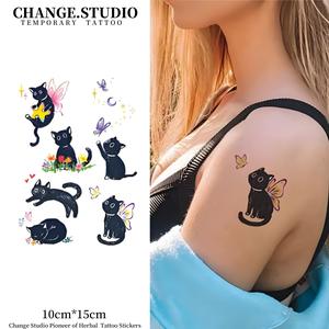 Hình xăm màu, 6 tùy chọn mèo, kéo dài 7 ngày, không thấm nước và chống ma sát, hình xăm dán