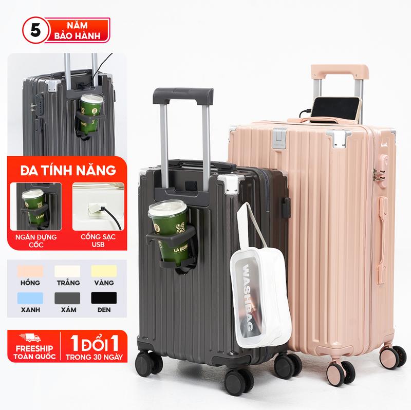 Vali SUNNY SV15 - Vali du lịch, vali khóa kéo thời trang nhựa PC + ABS bảo hành 5 năm (size 20-24 inch)