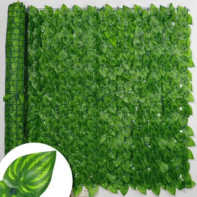 PAGAR DAUN RAMBAT DINDING 1M X 3M DAUN SEMANGKA HIJAU Cafe Simulasi Tanaman Pagar Rotan Daun Semangka Hiasan Halaman Rumah 5