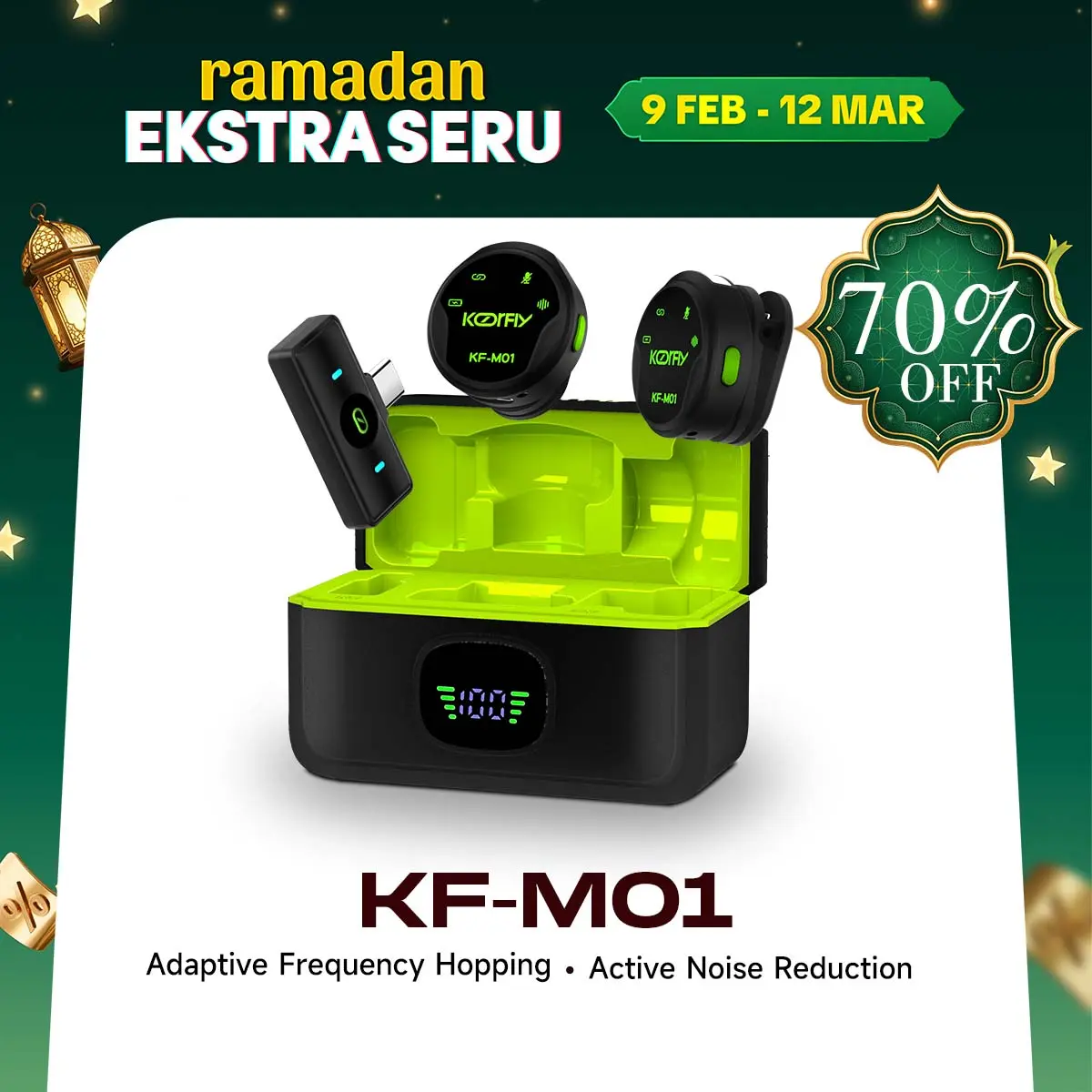 KOORFLY M01/mini Wireless Microphone Mikrofon Nirkabel Lavalier dengan Kotak Pengisi Daya Mini Dual Clip on Mic Dilengkapi dengan tas jinjing
