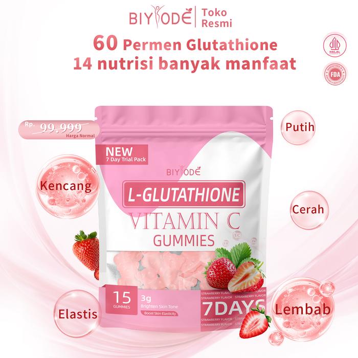 Promo FDA | Halal |24H BIYODE Glutathione GUMMIES （1 Pouch @15Gummy） Beauty  Gluta bright Glutathione Biotin