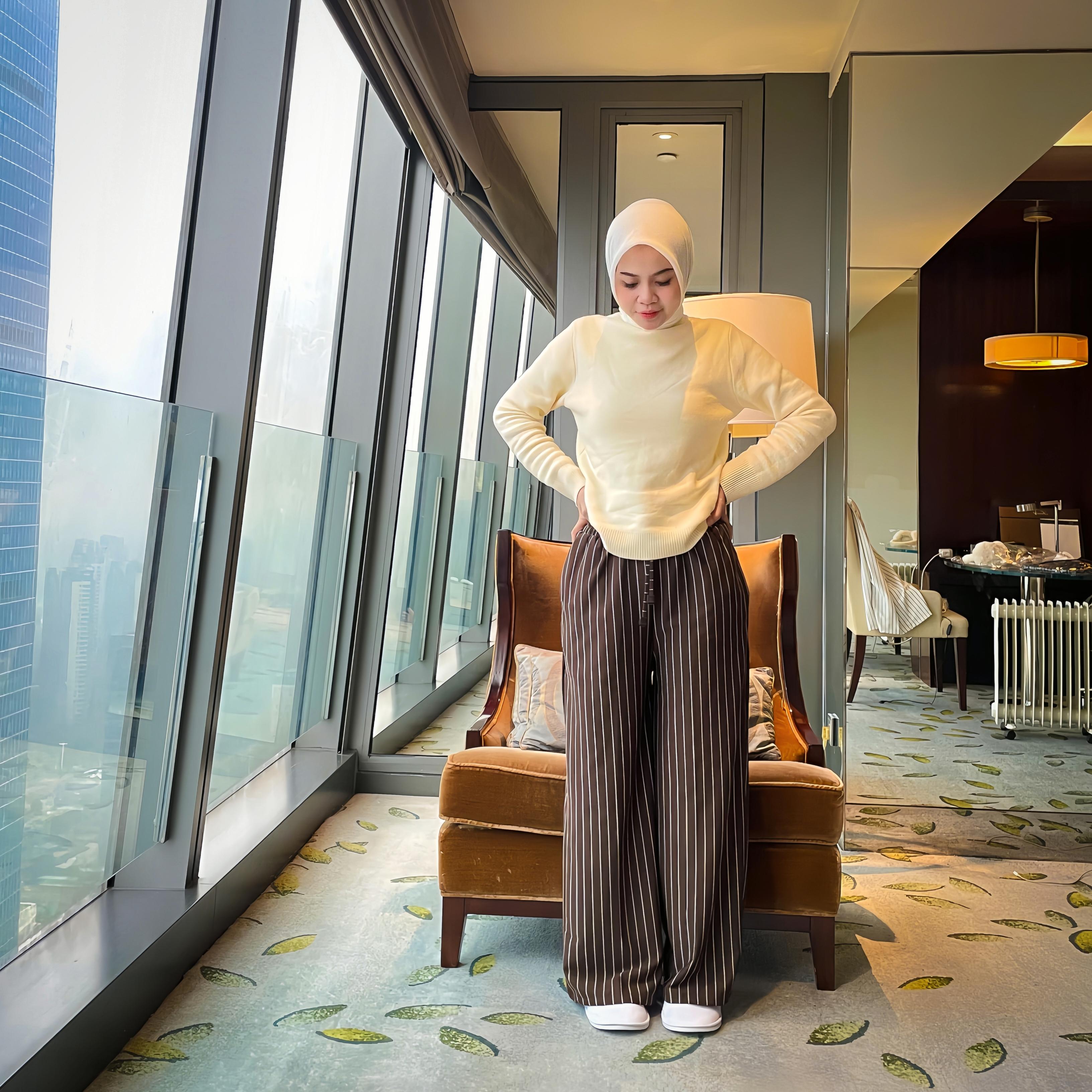 NCES NINA X HYLE - Everyday Pants Stripe Bangkok Celana Panjang Wanita Baggy Loose Basic Motif Garis Salur Formal Casual