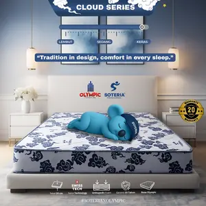 Soteria x Olympic Kasur Busa Roll Extra Plush Premium / Supportive Matress Matras Kesehatan Swis Technology Matras Matress Roll Tebal 15/20 cm / Kasur Portable Anti Kempes / Kasur Tidur Empuk Soteria Cloud Series Tahan Hingga 100 Kg [GARANSI RESMI]