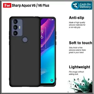 Case Compatible For Sharp Aquos V6 V6 Plus Slim Soft Casing Hitam Matte TPU Karet Nyaman Kokoh Melindungi dari Benturan Casing Cover