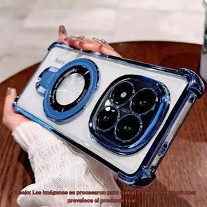 Un Funda para Teléfono Transparente con Soporte Chapado en Plata Es Adecuada para Xiaomi Redmi Note 14 5G/Note 14 Pro 5G/Note 14 Pro+/14C/13C.