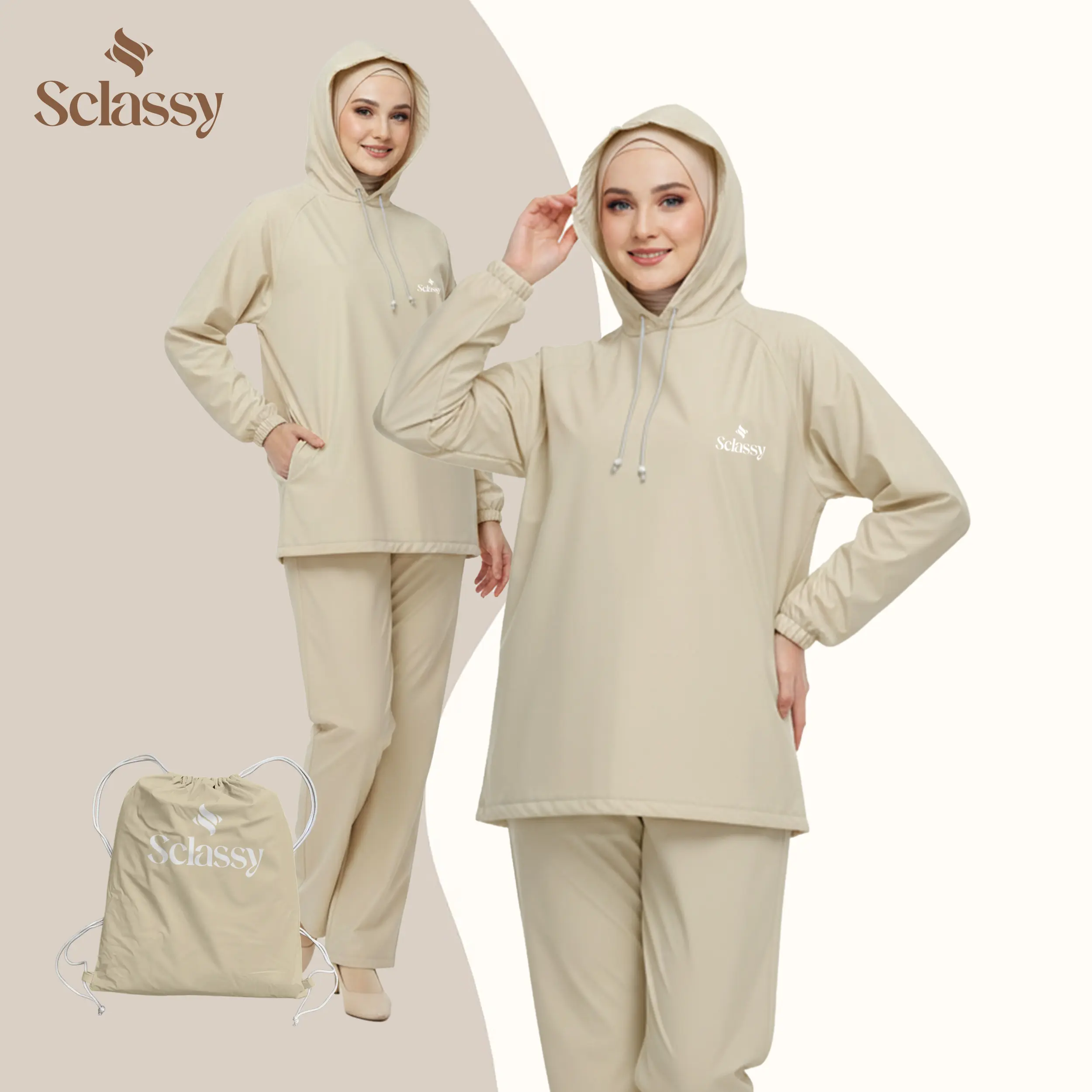 SCLASSY Jas Hujan Stelan Celana Wanita