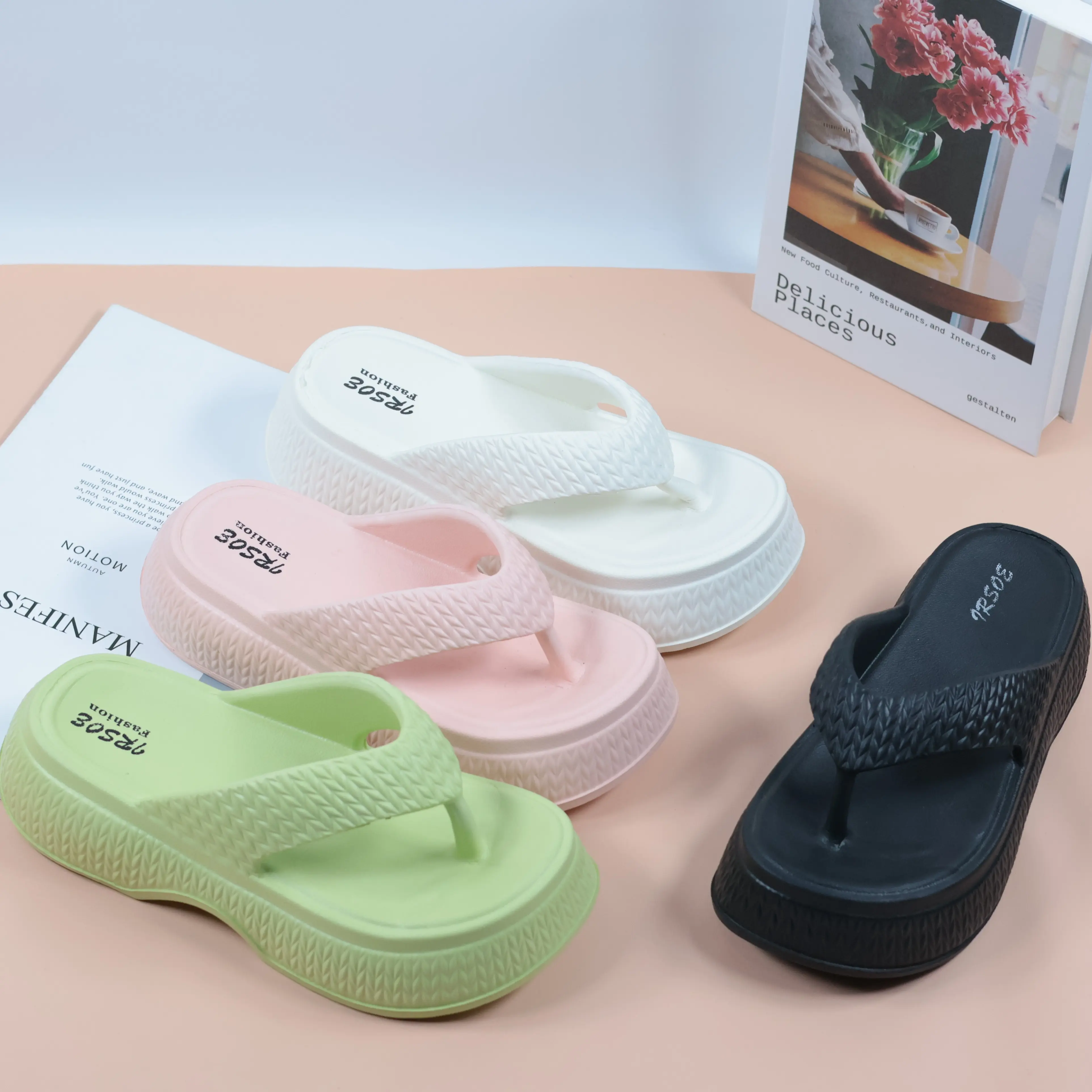 Sandal Jepit Polos Wanita Dewasa 573M- Bahan Karet EVA Rubber Sandal Ringan Anti Slip Anti Licin Hitam Sendal