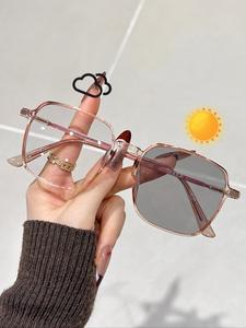 ユニセックス調光変色サングラス、UV カット兼用日常眼鏡、旅行・普段使い万能アイウェア