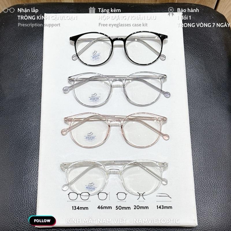  KC8253 Gọng kính cận thời trang dáng tròn phong cách Hàn Quốc tròng kính chống ánh sáng xanh. Cắt cận đến 6 độ. Mắt Kính kim loại Nhựa nhân tạo tổng hợp kính  mắt gọng  kính Women Kiềng 