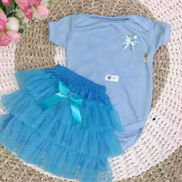 Setelan Jumpsuit dan rok tutu bayi Newborn umur 0-12 bulan Bayi Perempuan 3