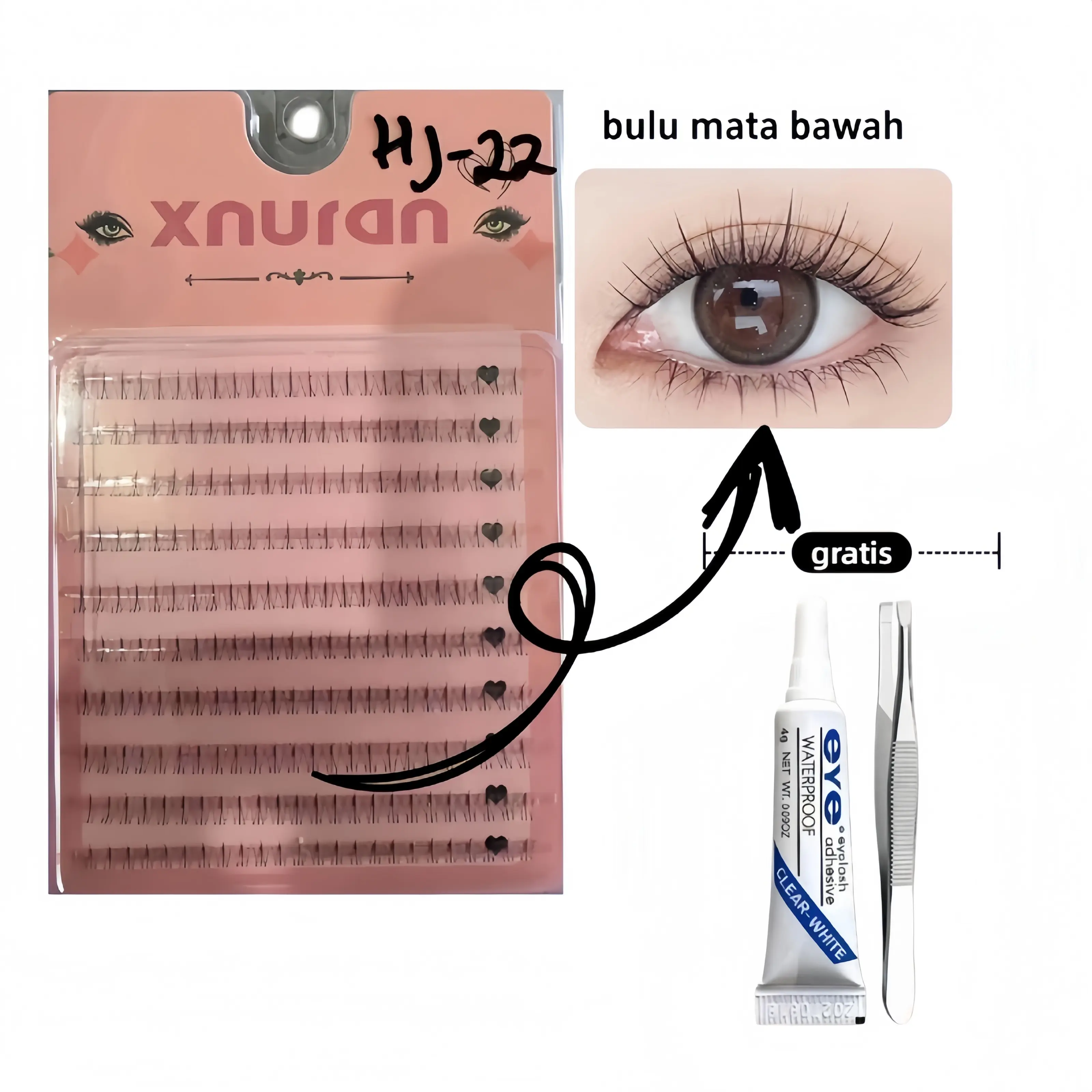 HJ-22(Bulu mata bawah)(Gratis lem dan pinset)