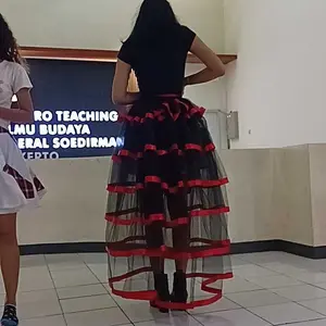 ruffle tutu tail, rok dansa, rok salsa, rok pesta Cewek Panjang