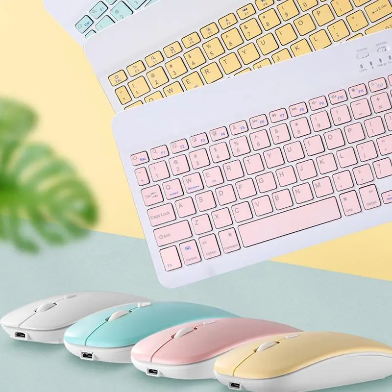 Keyboard Mouse 10 Inch 3 in 1 Wireless Bluetooth Set Lightweight Portable Computer Kabel Tablet 2