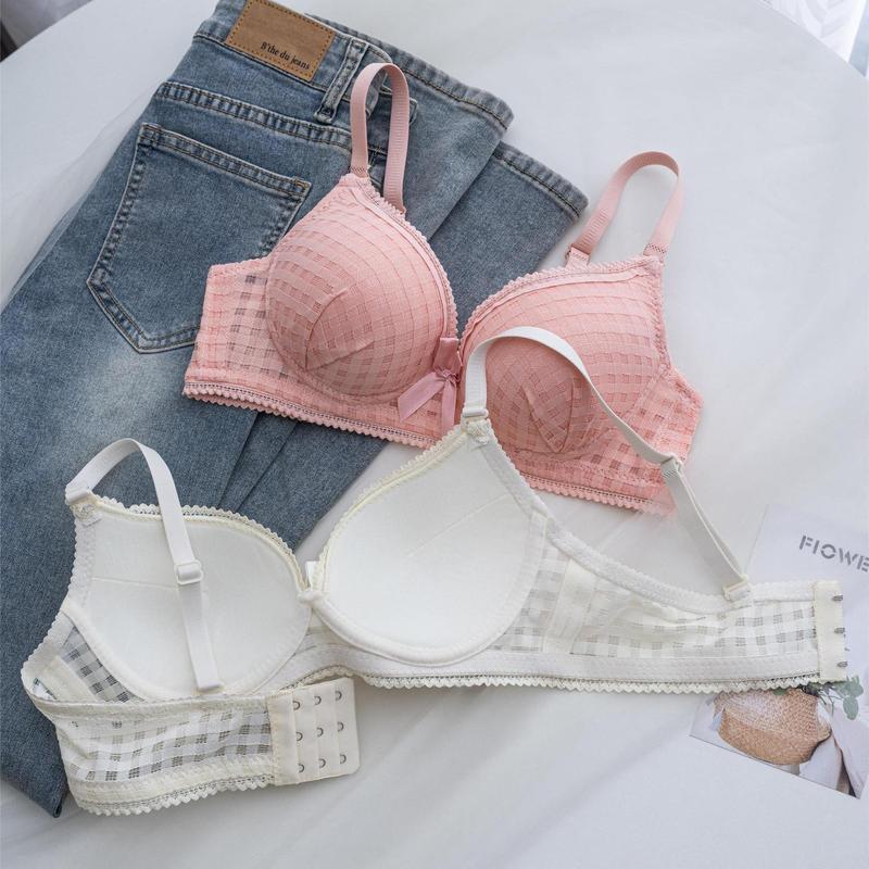 Underwear Small Breast Size Exaggerating Bra Push up and Anti-Sagging Girl High School Student College Student Thin Section without Steel Ring Push up Bra Suit 0