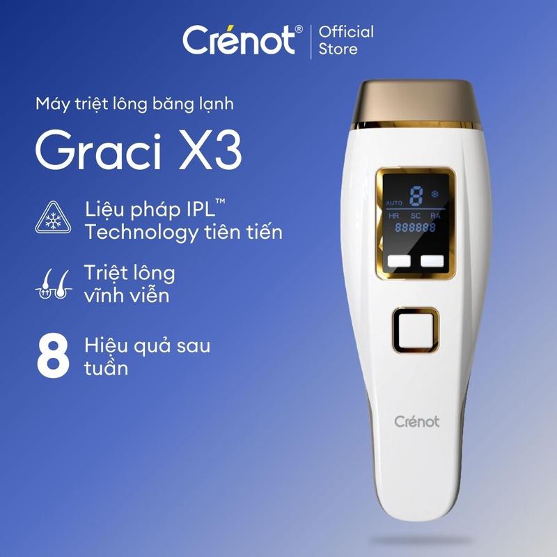 Máy triệt lông mini vĩnh viễn Crenot Graci X3 tẩy lông lạnh bikini vùng kín nữ may triet long cam tay IPL tại nhà