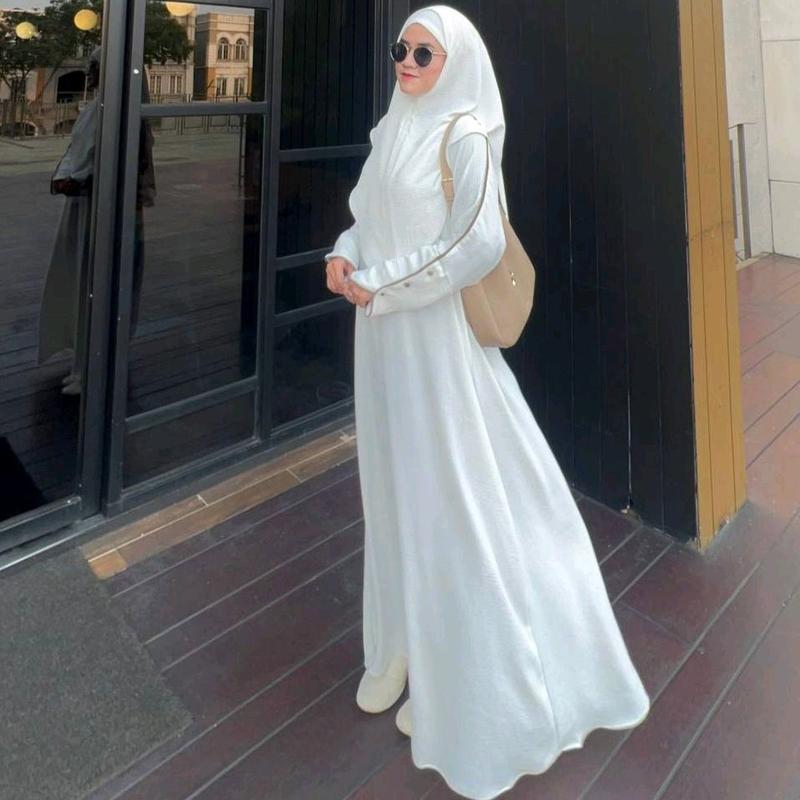 ABAYA UMAMI SET HIJAB ABAYA CRINKLE AIRFLOW ABAYA JUMBO ( FREE HIJAB DAN CIPUT) 2