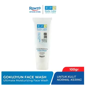 Hada Labo Gokujyun Ultimate Moisturizing Face Wash 100g untuk Kulit Normal-Kering dengan Hyaluronic Acid