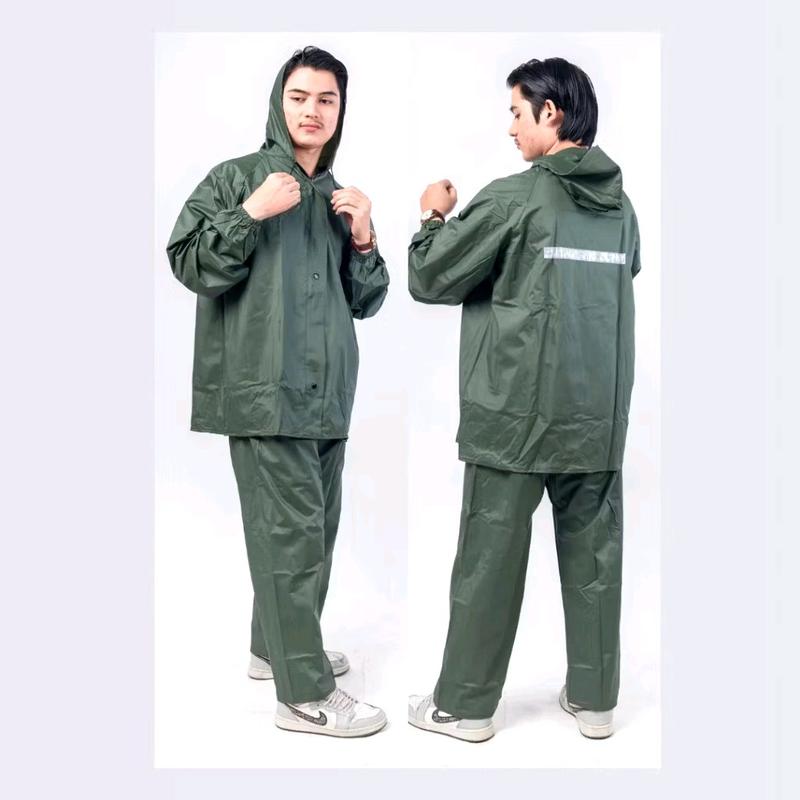 JAS HUJAN DEWASA PRIA WANITA TEBAL MANTEL HUJAN UNISEX BAHAN PREMIUM KUAT Setelan Biru Merah Hijau 7