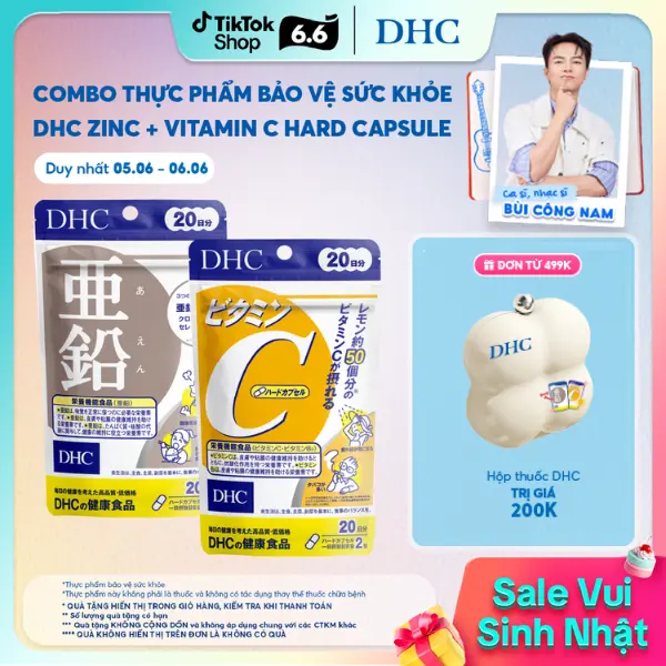 [ĐQ] Combo Viên uống DHC Kẽm + Vitamin C hỗ trợ duy trì sức khỏe, hỗ trợ giảm thâm da, giúp da sáng mịn (Combo 20 Ngày & Combo 60 Ngày) - TPBVSK DHC ZinC + Vitamin C