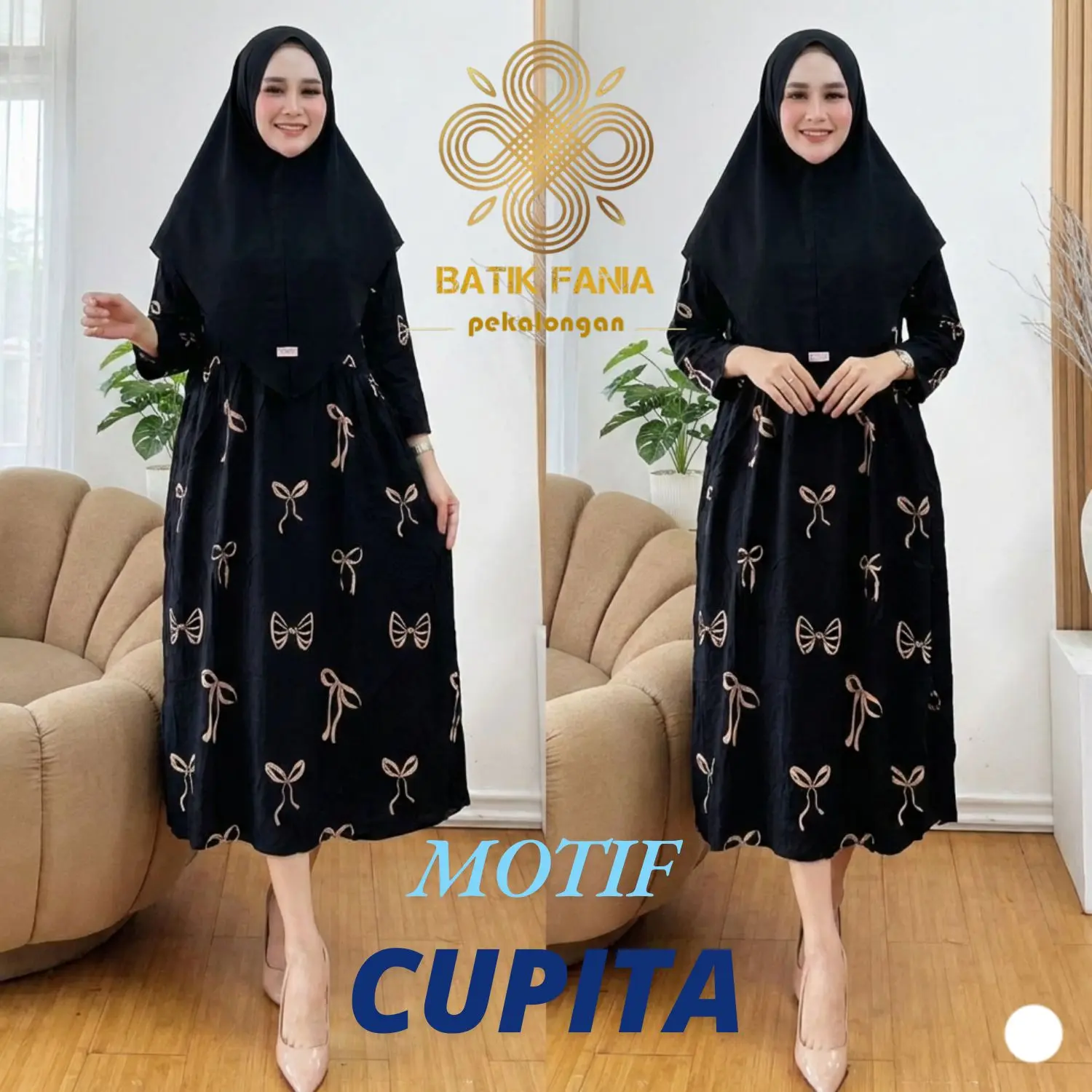 Daster Motif Pita Lengan 3/4 - Dress Cibi Jumbo Kancing Depan LD 120 Bisa untuk Bumil dan Busui - Gaun Ibu Ibu