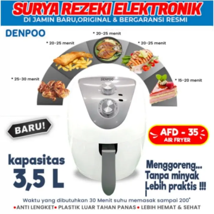LANGSUNG KIRIM DENPOO AIR FRYER TEKNOLOGI TERBARU MENGGORENG TANPA MINYAK AFD 35 1