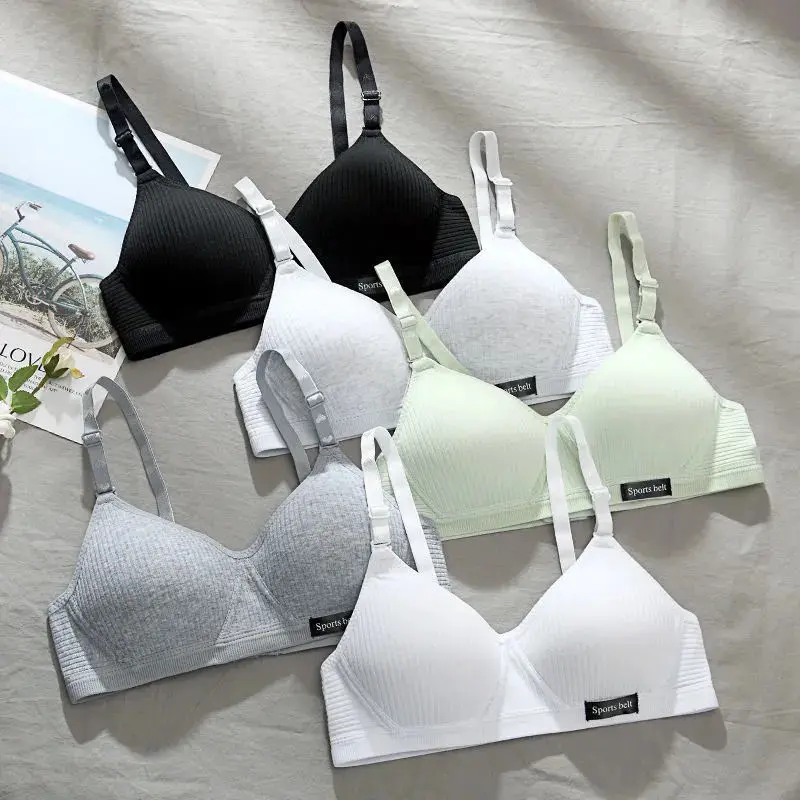 Áo Ngực Không Có Vòng Thép, Chất Liệu Cotton Nguyên Chất, Phong Cách Mỏng, Thoải Mái Cho Học Sinh, Không Chảy Xệ, Thích Hợp Cho Tất Cả Các Mùa, Có Thể Mặc, Phong Cách Mới 2024