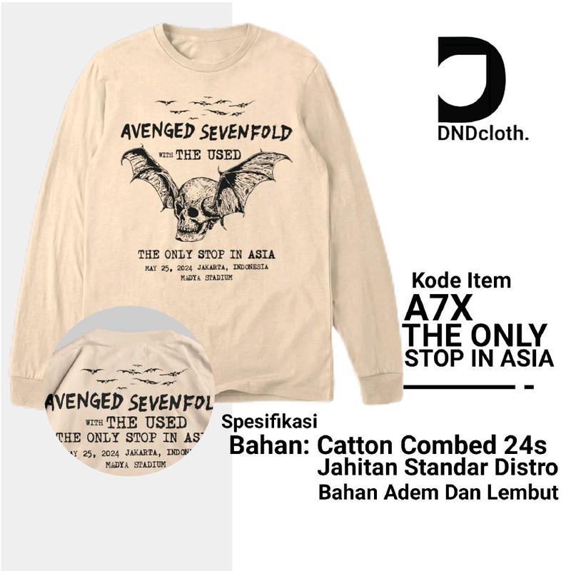 Kaos Avenged Sevenfold The Only Stop In Asia Konser Distro Combed Pria Wanita Lembut Nyaman 6