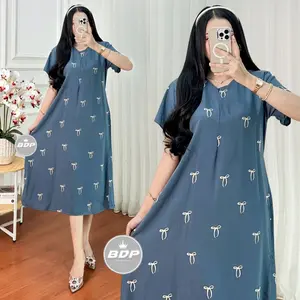 Malikaa - Daster Rayon Adem Motif Pita Busui Friendly Daster wanita Santung Baju Tidur