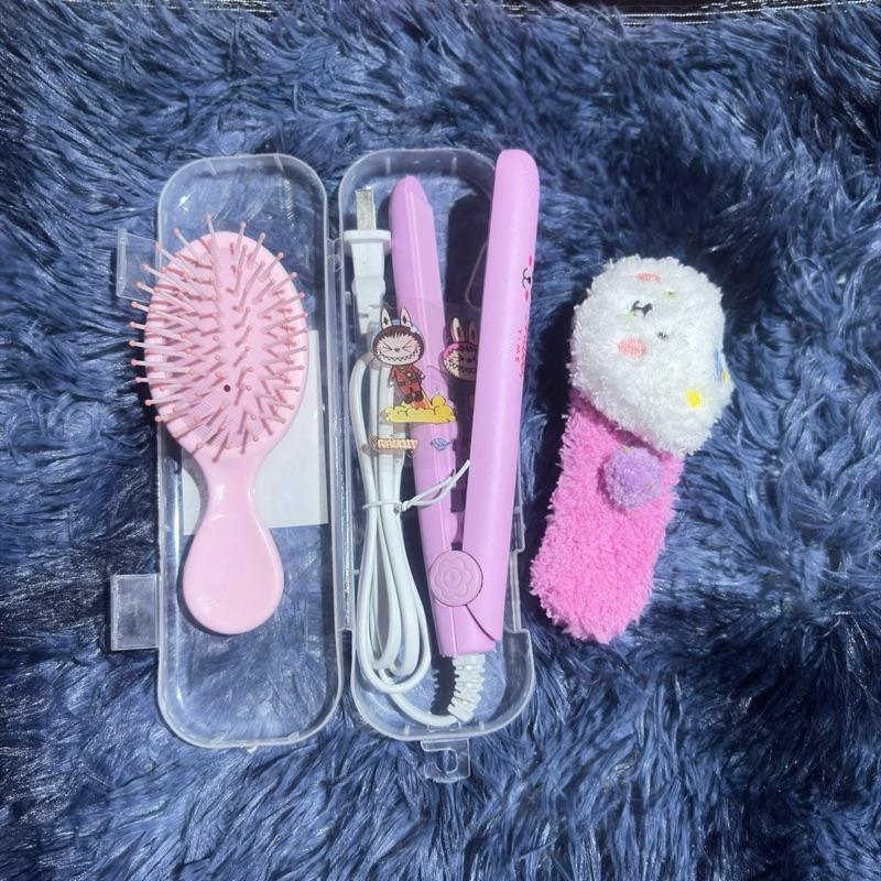 3 món Mua duỗi tặng kèm kẹp mỏ vịt pudding hình gấu và lược bầu dục - Phụ kiện tạo kiểu tóc cho nữ