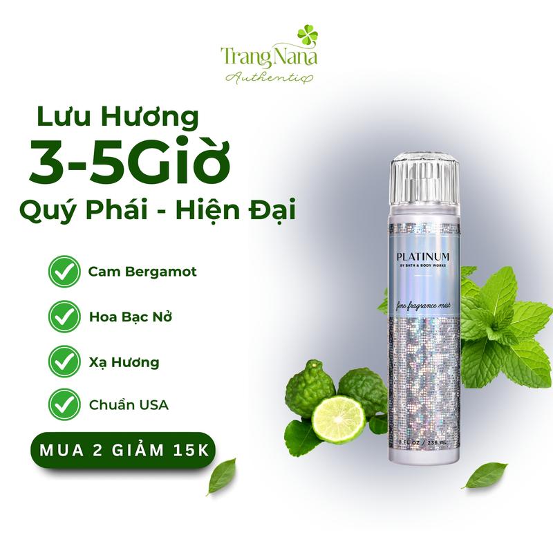 Body Mist PLATINUM Body Mist Bath Body Works 236ml Xịt Thơm Body Hương Thơm Nước Hoa Nữ Body Miss Chính Hãng - Perfume Cosmetic Women