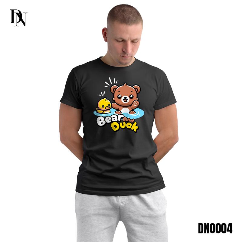 DNTK0004 - T-Shirt Gaya Pria Wanita - Kaos Motif Beruang Coklat dan Bebek Combed Katun 7