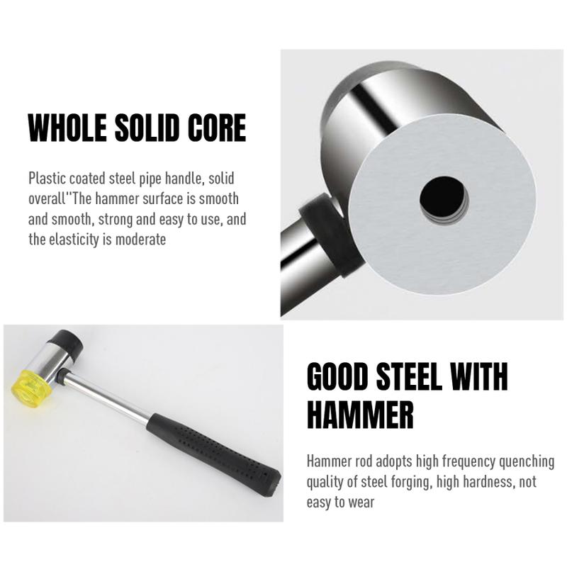Product Introduction of 25/30mm Leather DIY Tool Double Face Soft Touch Hammer Black Plastic Coated Grip Double Head Rubber Hammer Handheld Tool 41