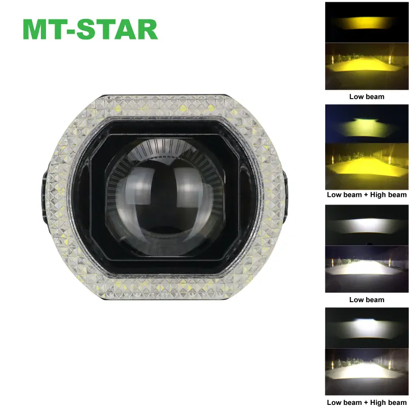 MT-STAR Projie Biled MP03 Crystal 3 INCH High Low Putih Dilengkapi Kipas Pendingin Devil dan Shroud untuk Car/Motorcycle Kabel 8