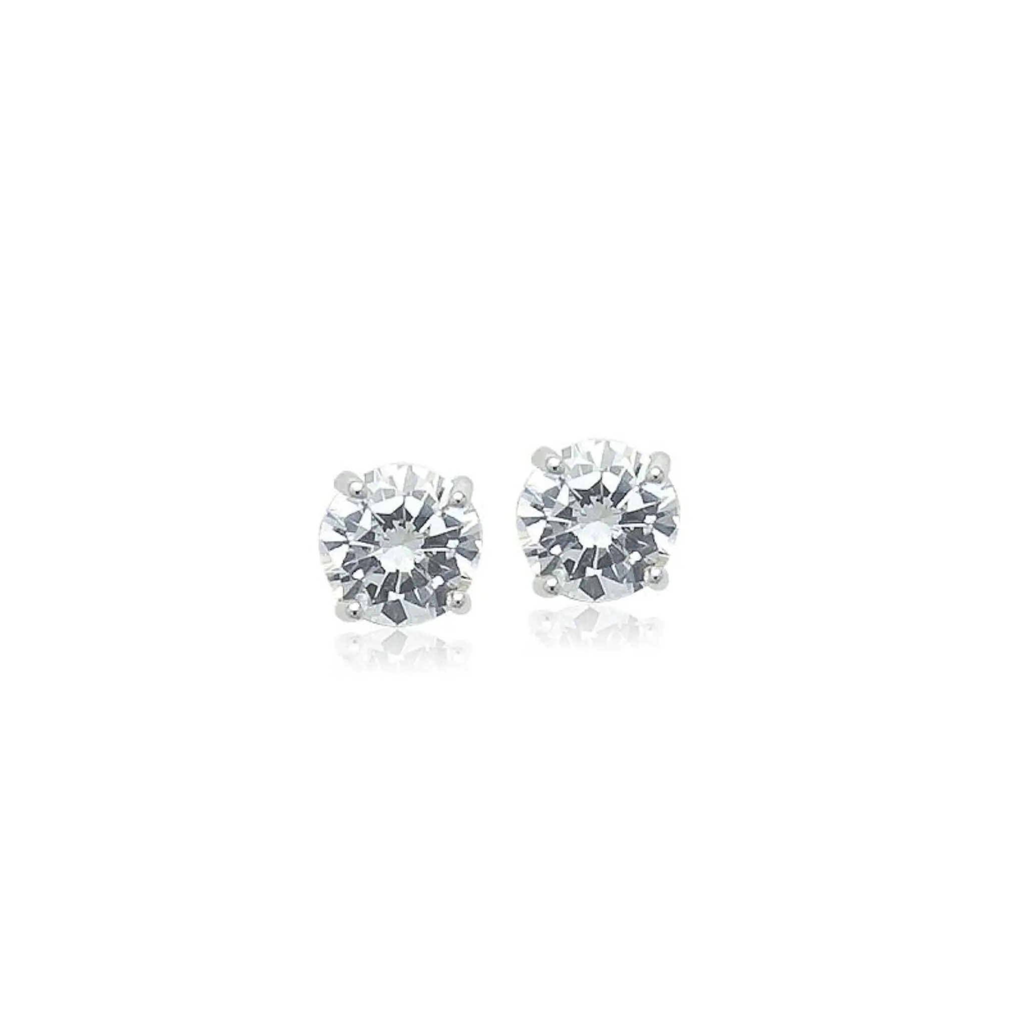 Chomel 6mm Cubic Zirconia Solitaire Rhodium Earrings