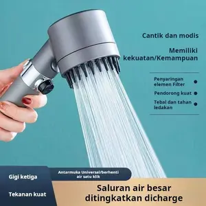 Set Pancuran Mandi Rumah Tangga dengan Filter dan Pengatur Tekanan Air, Pancuran Mandi Bertenaga Tinggi, dan Penutup Pancuran