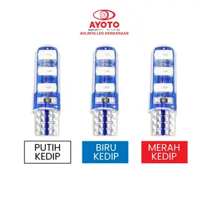 ( LIVE ) 2 Pcs Lampu Sein Motor Mobil Putih T10 Flash/ Strobo AYOTO 2W DC PNP